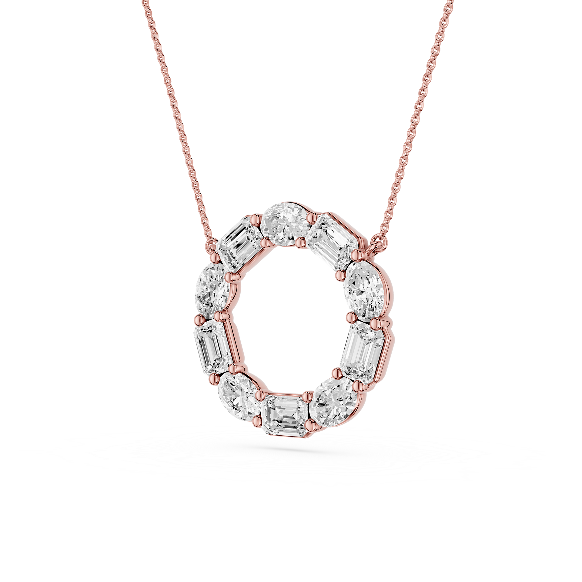 Mixed Shape Lab Grown Diamond Circle Pendant