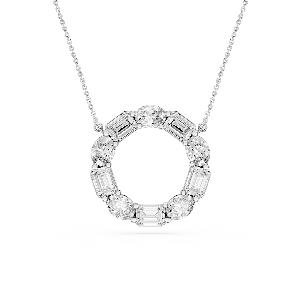Mixed Shape Lab Grown Diamond Circle Pendant