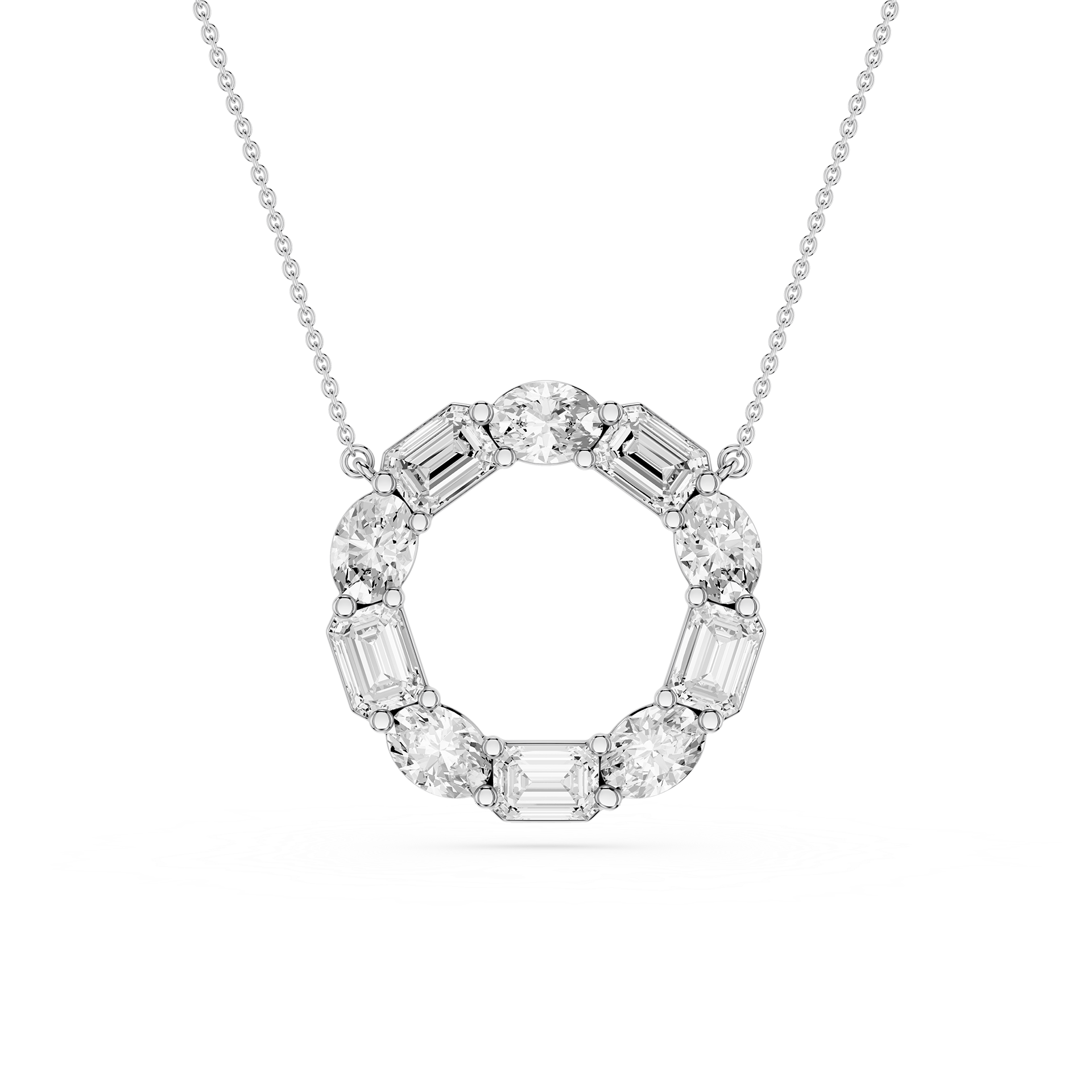Mixed Shape Lab Grown Diamond Circle Pendant