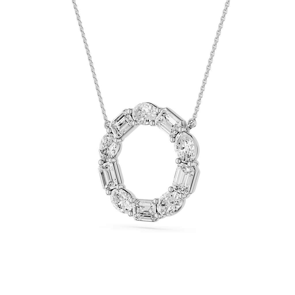 Mixed Shape Lab Grown Diamond Circle Pendant