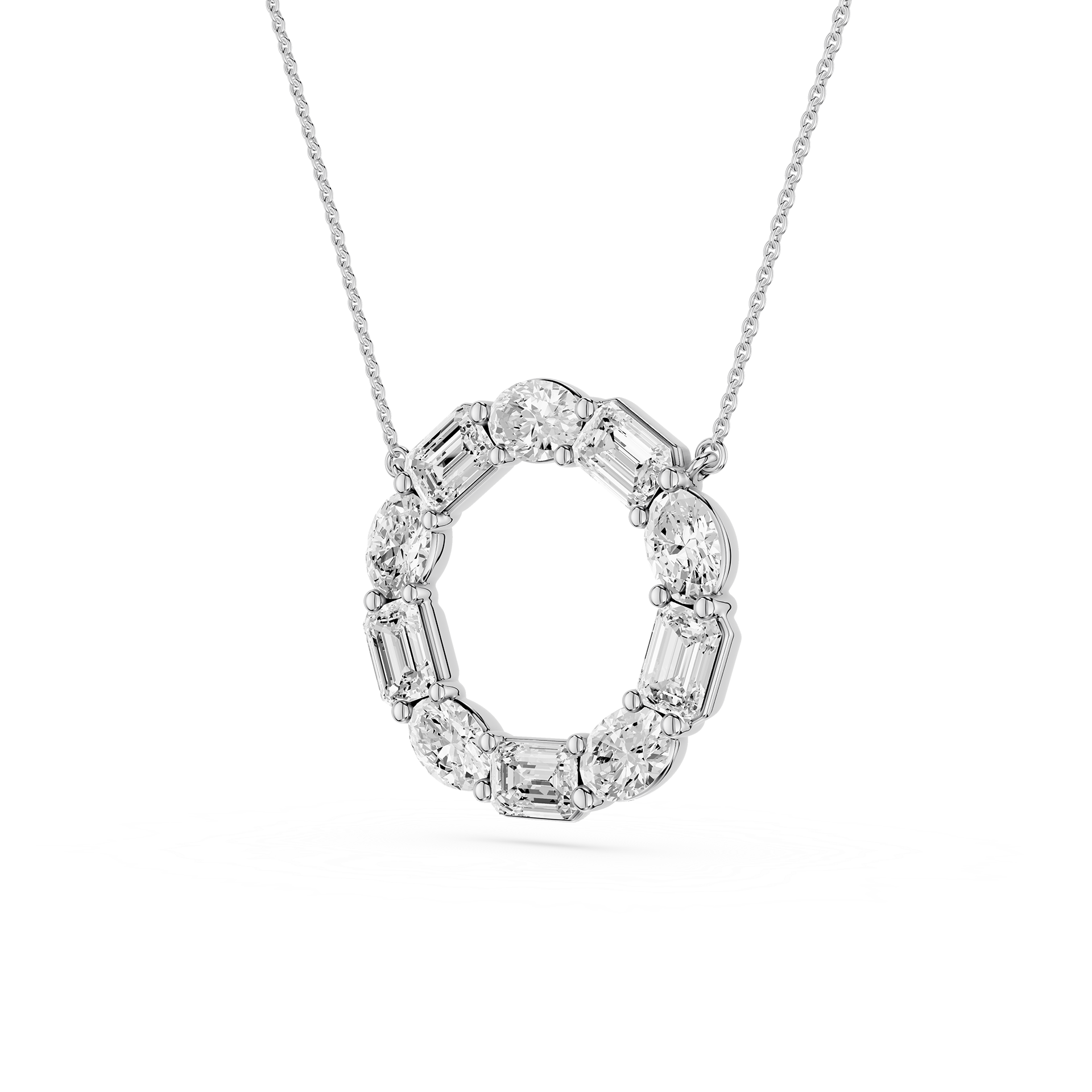 Mixed Shape Lab Grown Diamond Circle Pendant