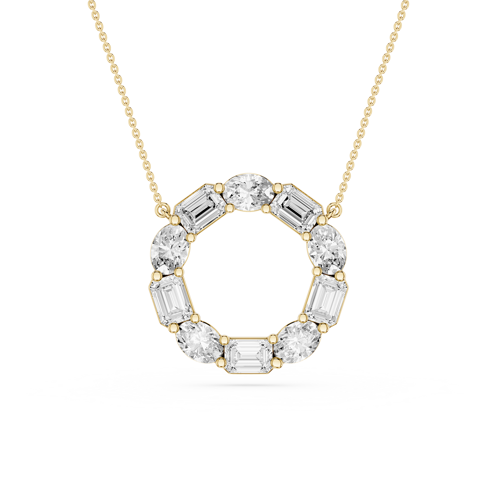 Mixed Shape Lab Grown Diamond Circle Pendant