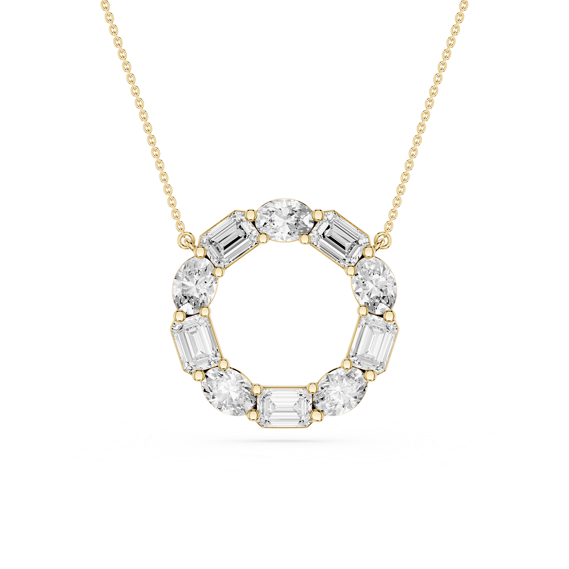 Mixed Shape Lab Grown Diamond Circle Pendant