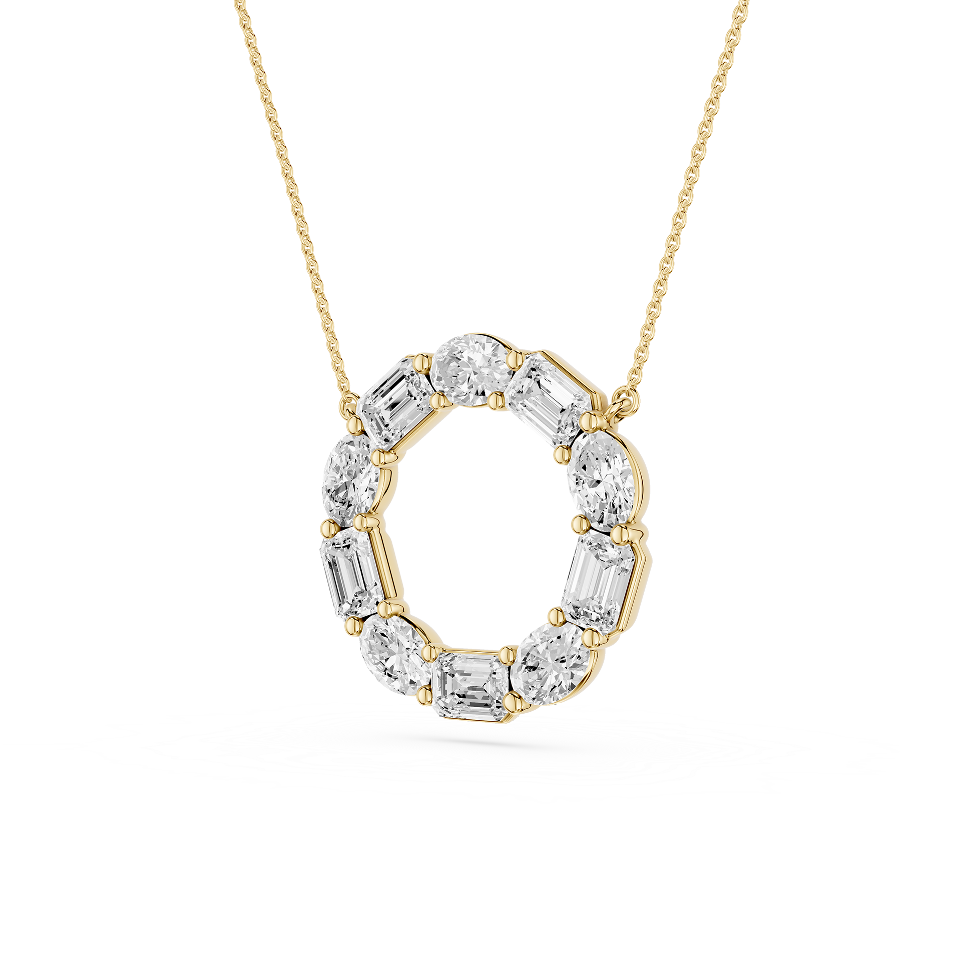 Mixed Shape Lab Grown Diamond Circle Pendant