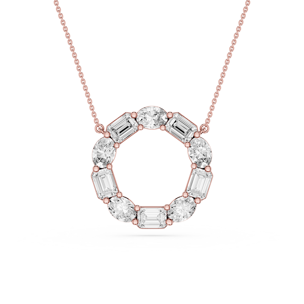 Mixed Shape Lab Grown Diamond Circle Pendant