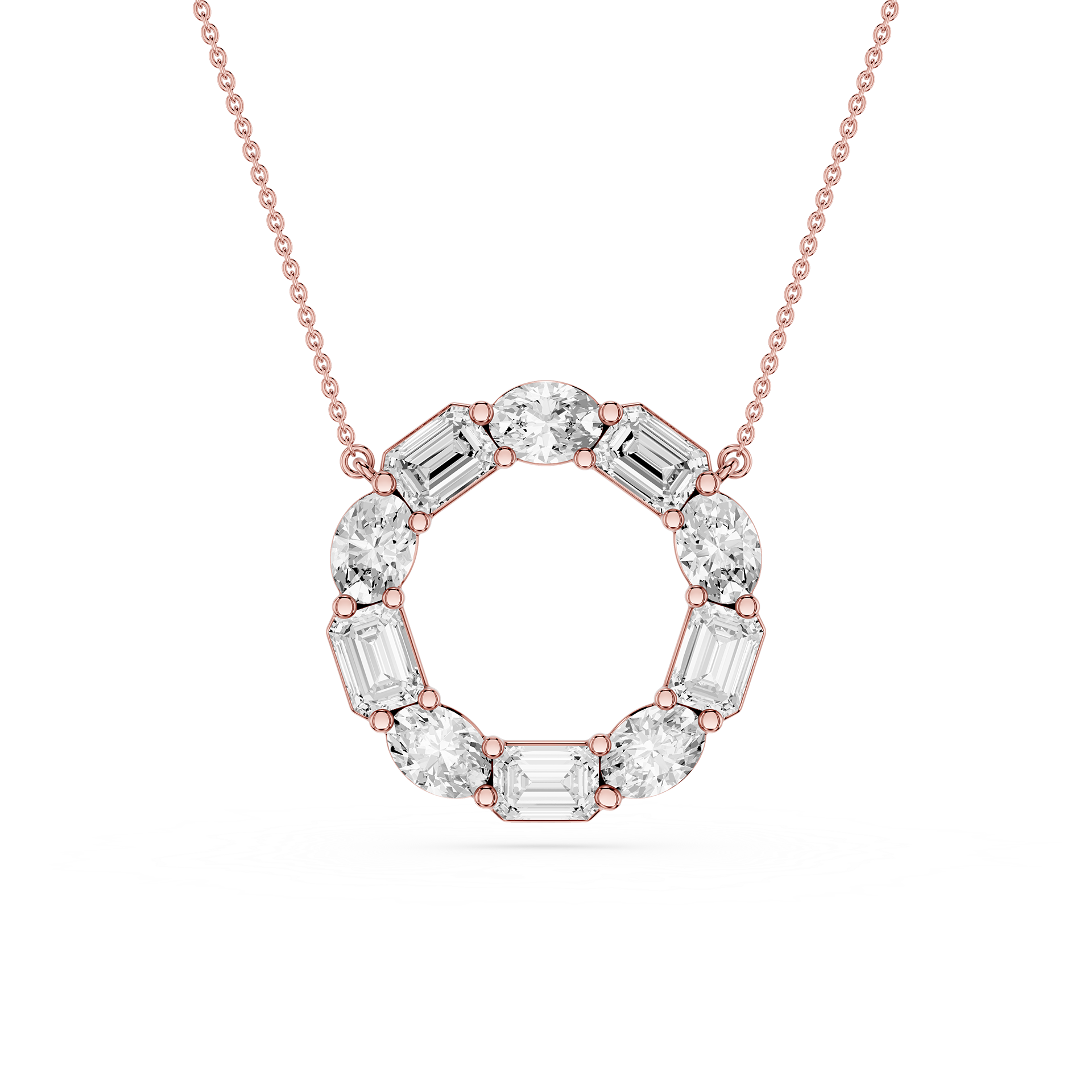 Mixed Shape Lab Grown Diamond Circle Pendant