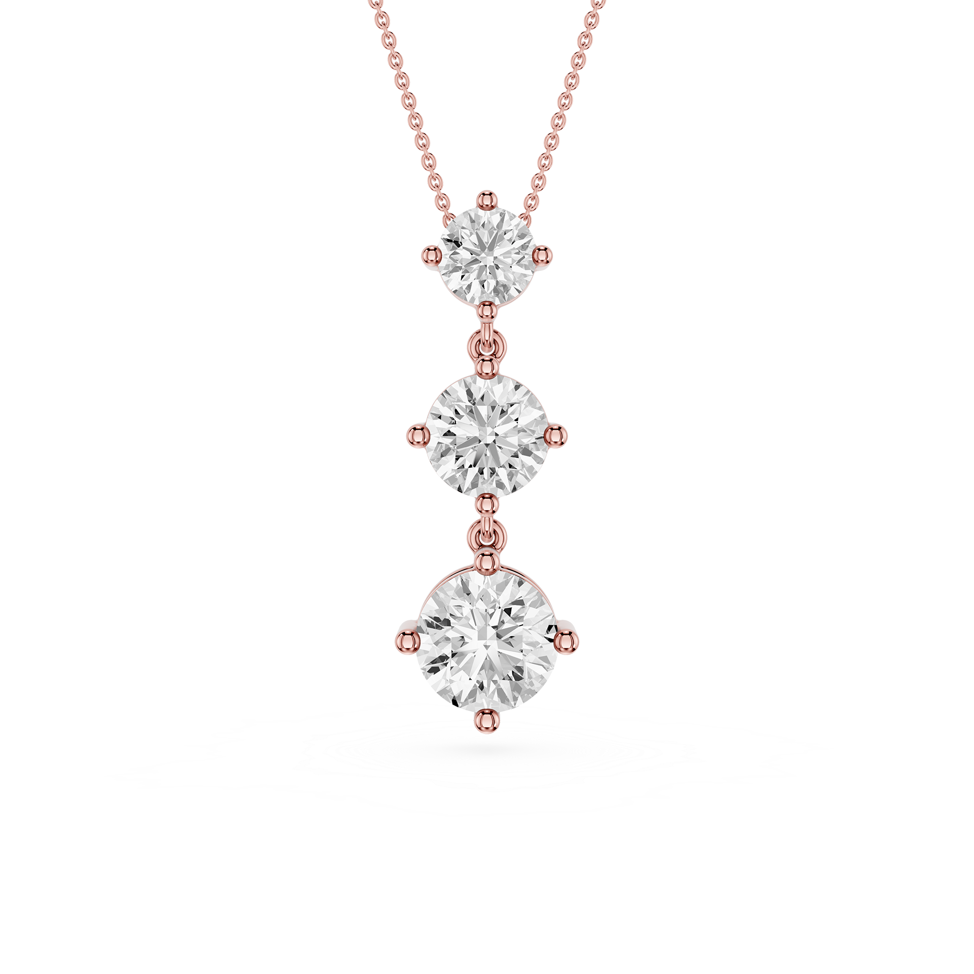 Three Stone Drop Lab Grown Diamond Pendant
