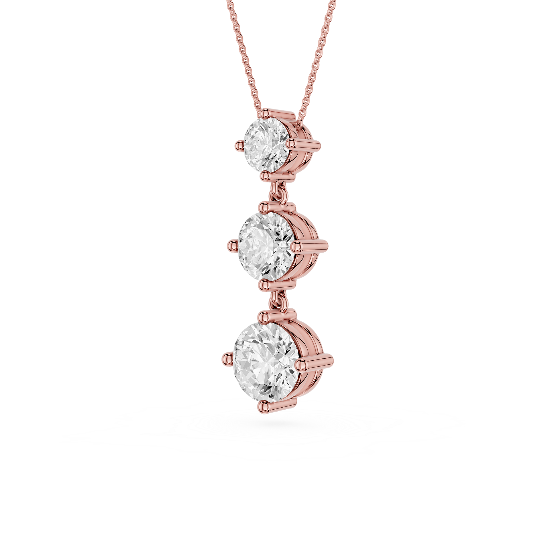 Three Stone Drop Lab Grown Diamond Pendant