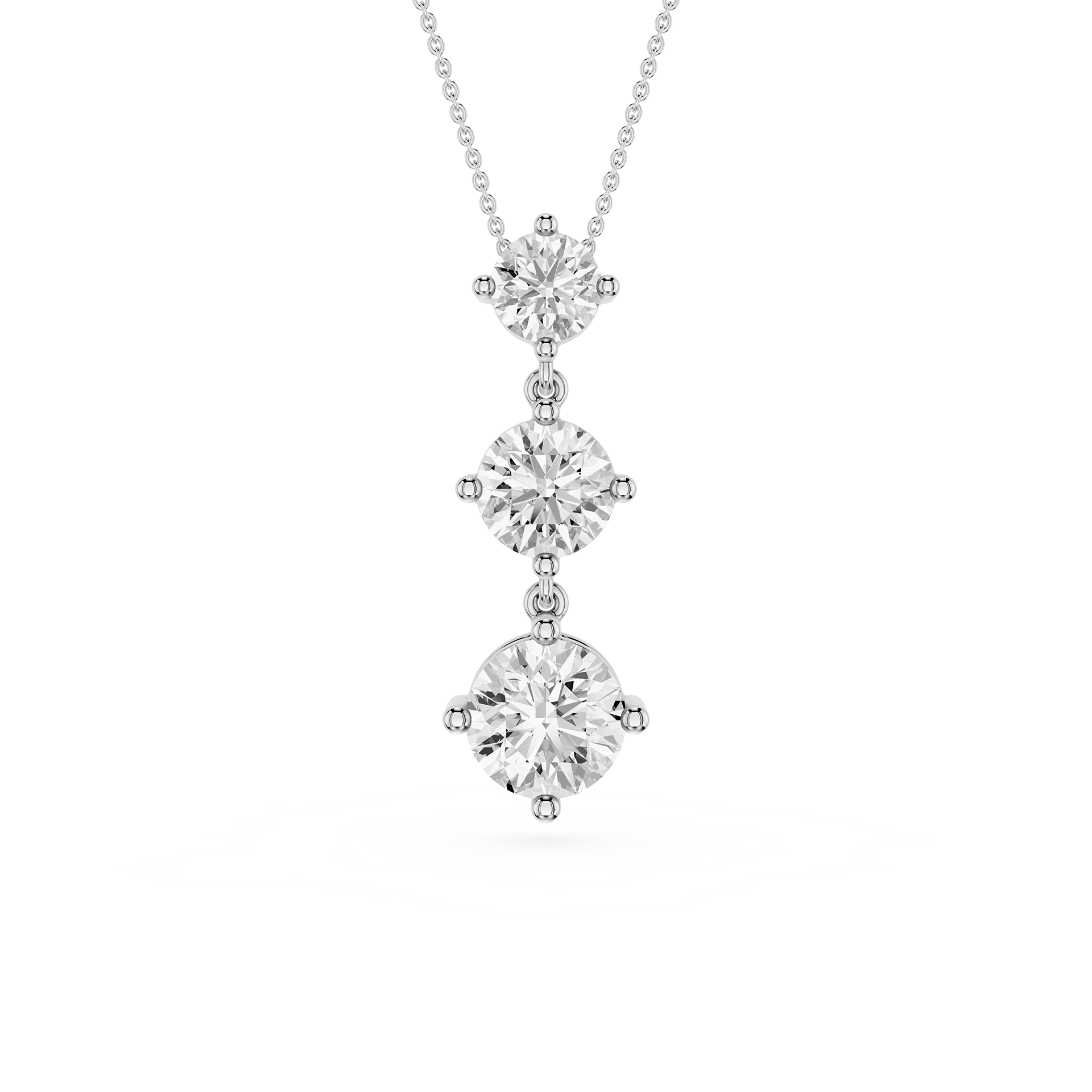 Three Stone Drop Lab Grown Diamond Pendant
