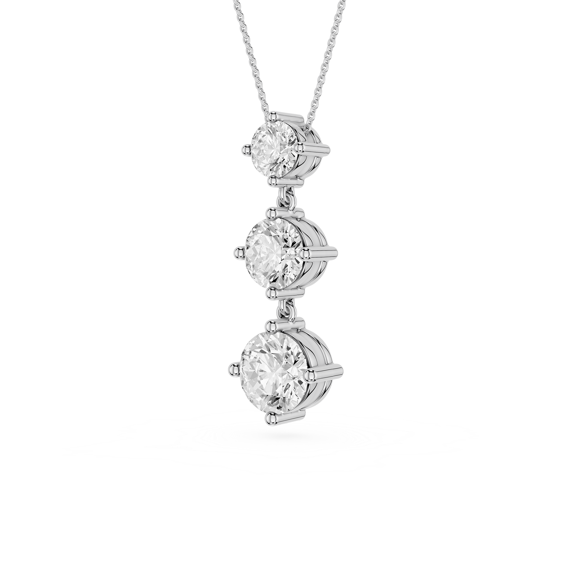 Three Stone Drop Lab Grown Diamond Pendant