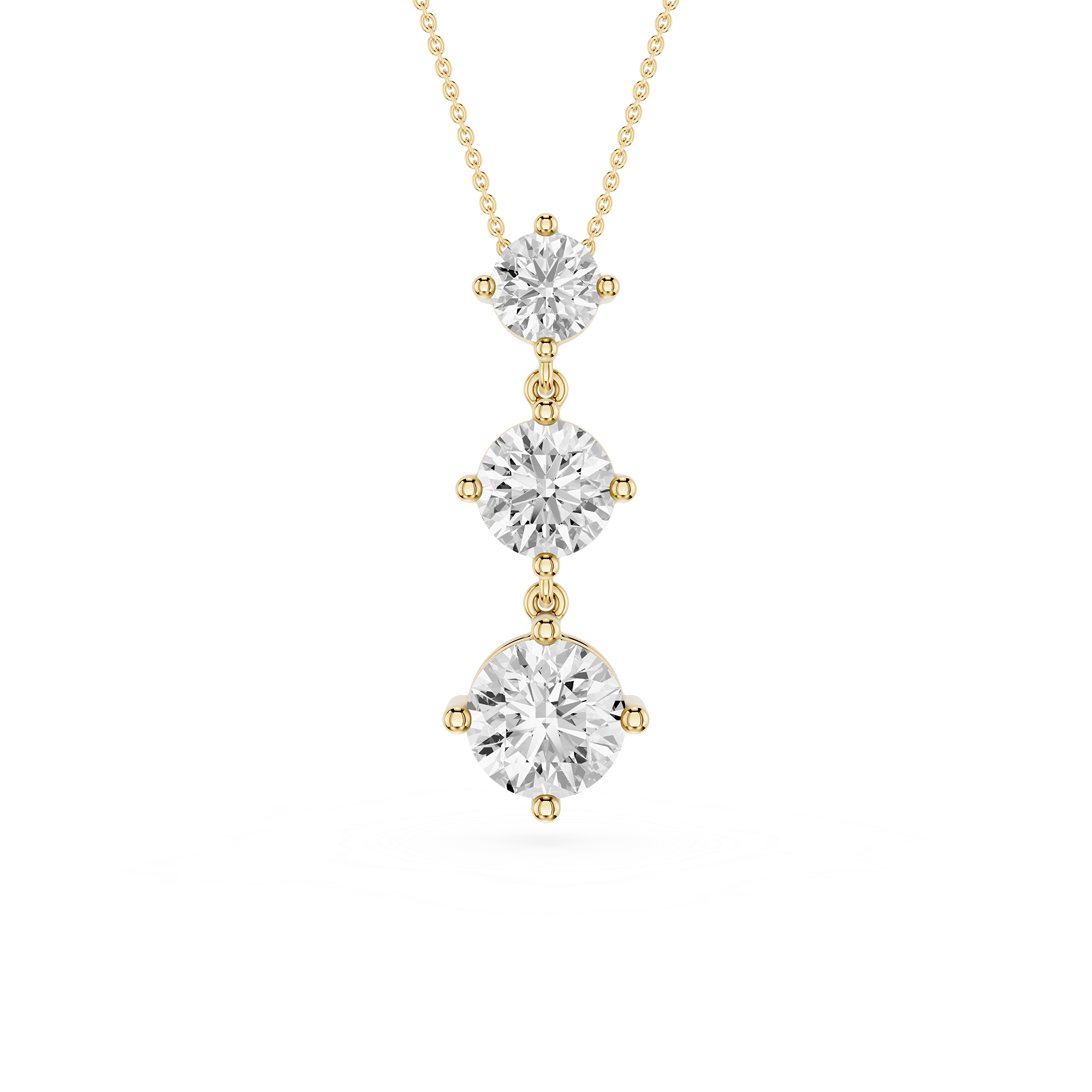 Three Stone Drop Lab Grown Diamond Pendant