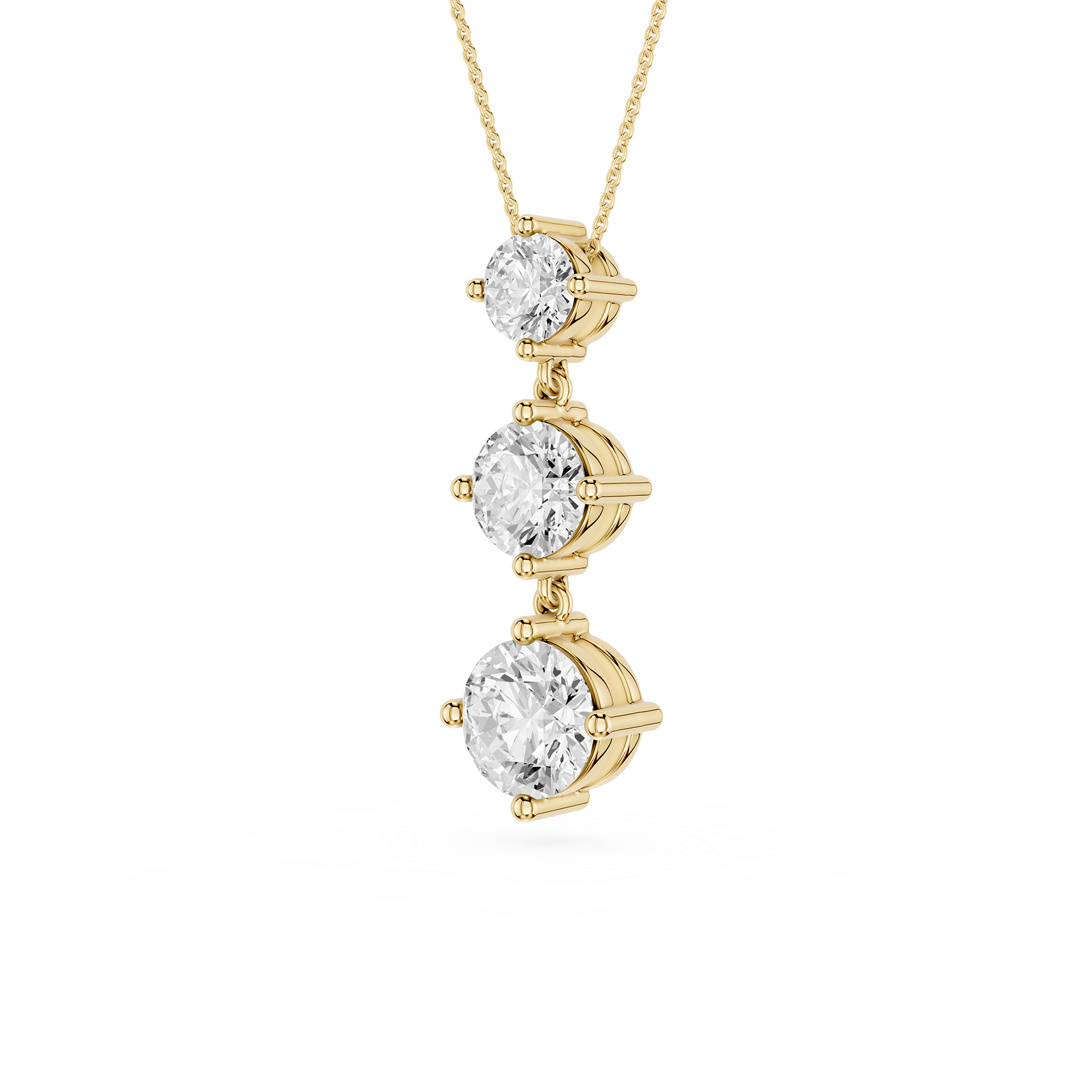 Three Stone Drop Lab Grown Diamond Pendant