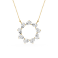 Diamond necklace with a gold chain on a white background