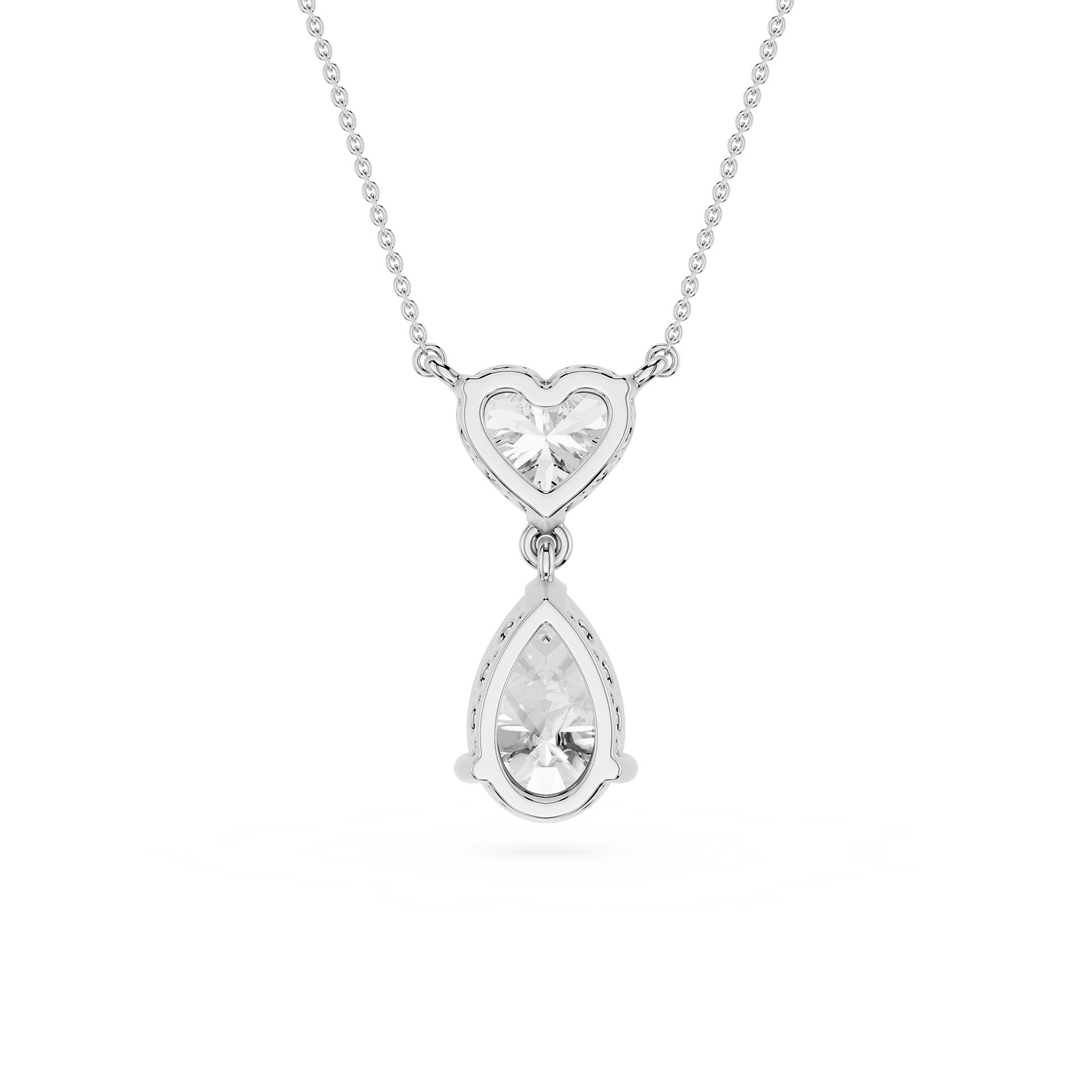 Heart & Pear Diamond Drop Pendant