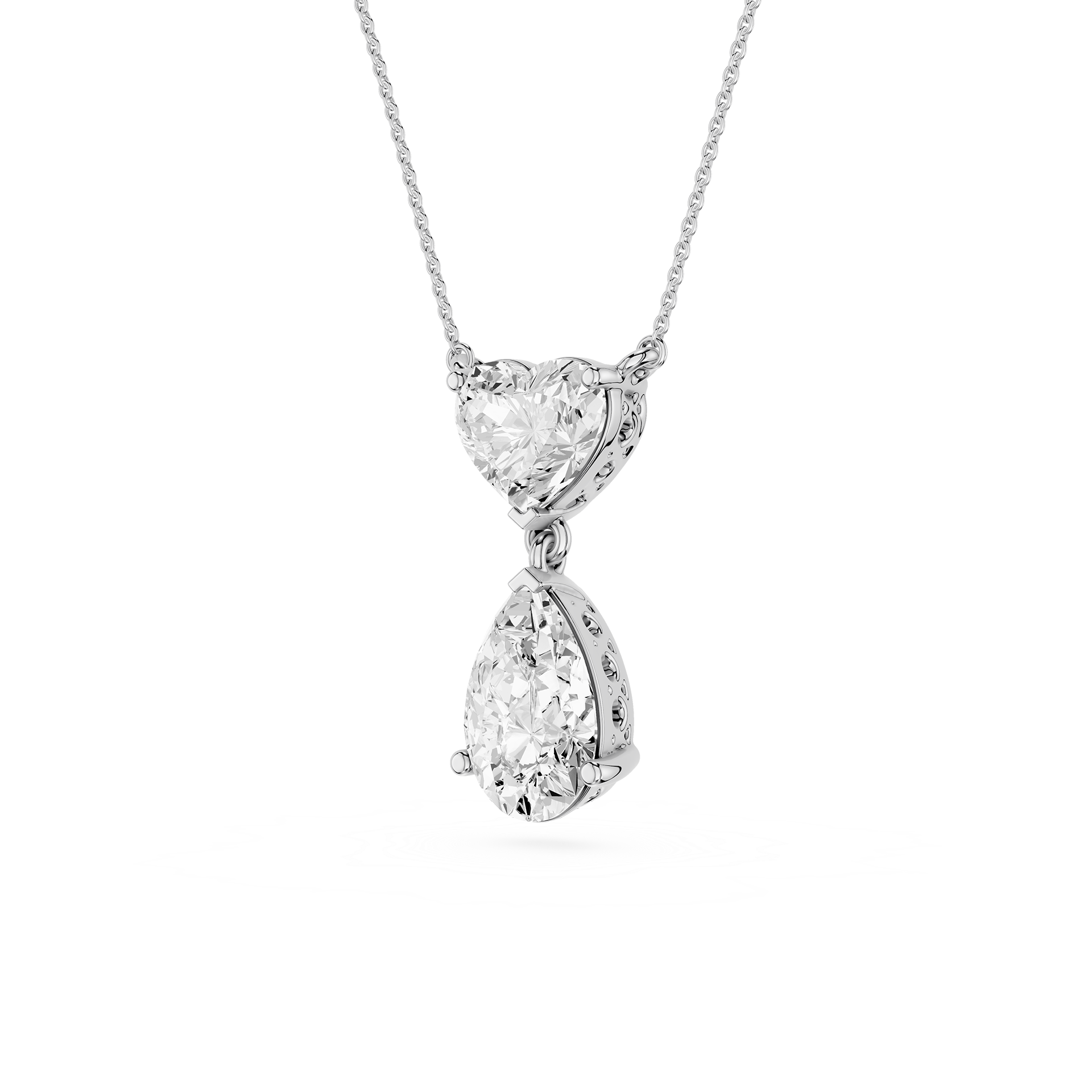 Heart & Pear Diamond Drop Pendant