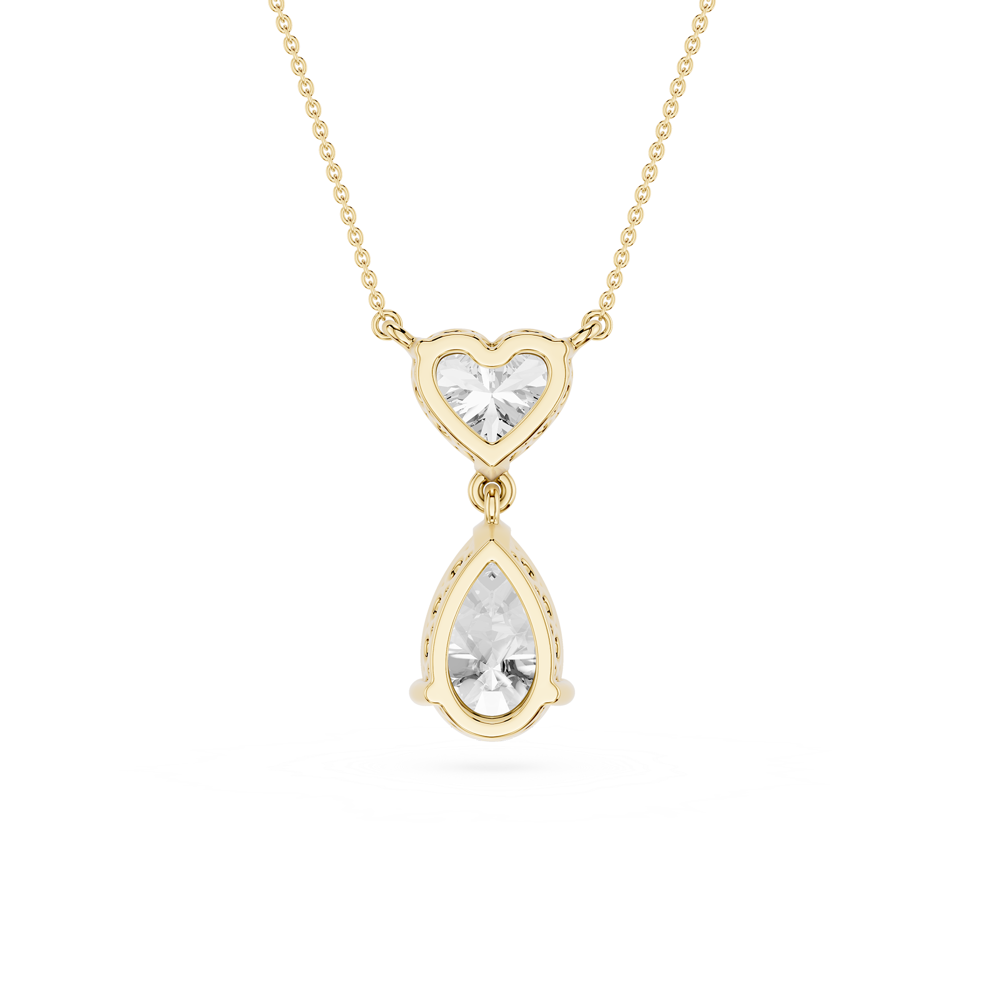 Heart & Pear Diamond Drop Pendant
