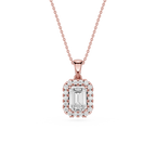 Emerald Cut Halo Lab Grown Diamond Pendant