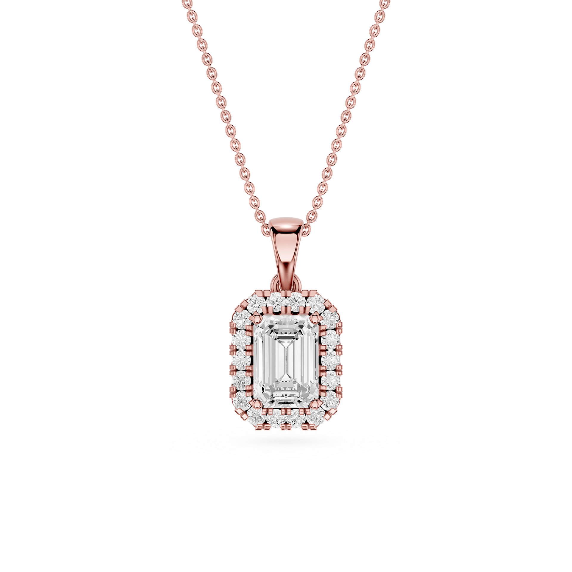 Emerald Cut Halo Lab Grown Diamond Pendant