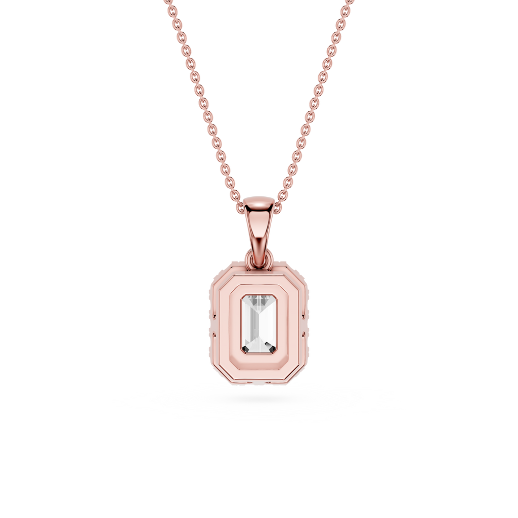 Emerald Cut Halo Lab Grown Diamond Pendant