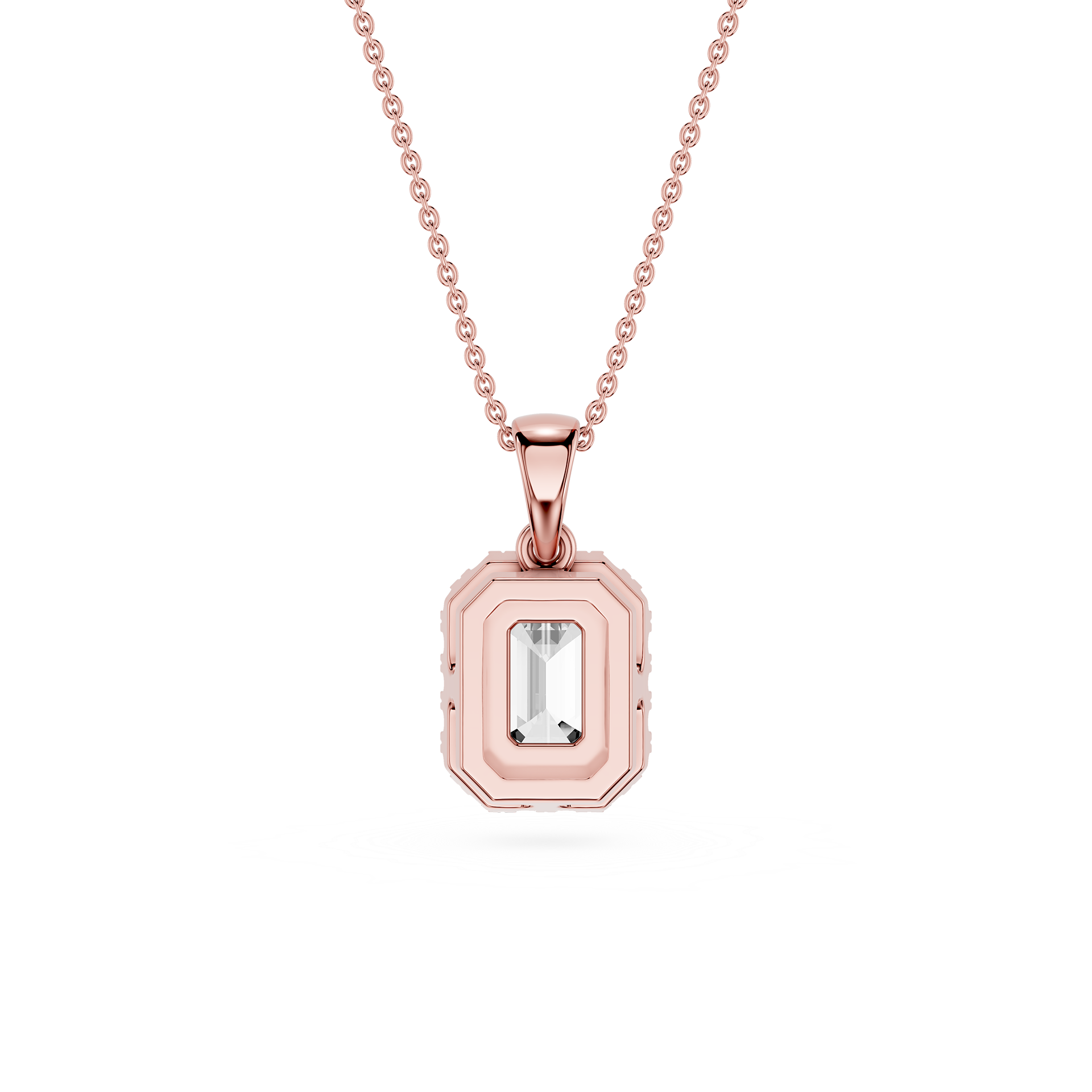 Emerald Cut Halo Lab Grown Diamond Pendant