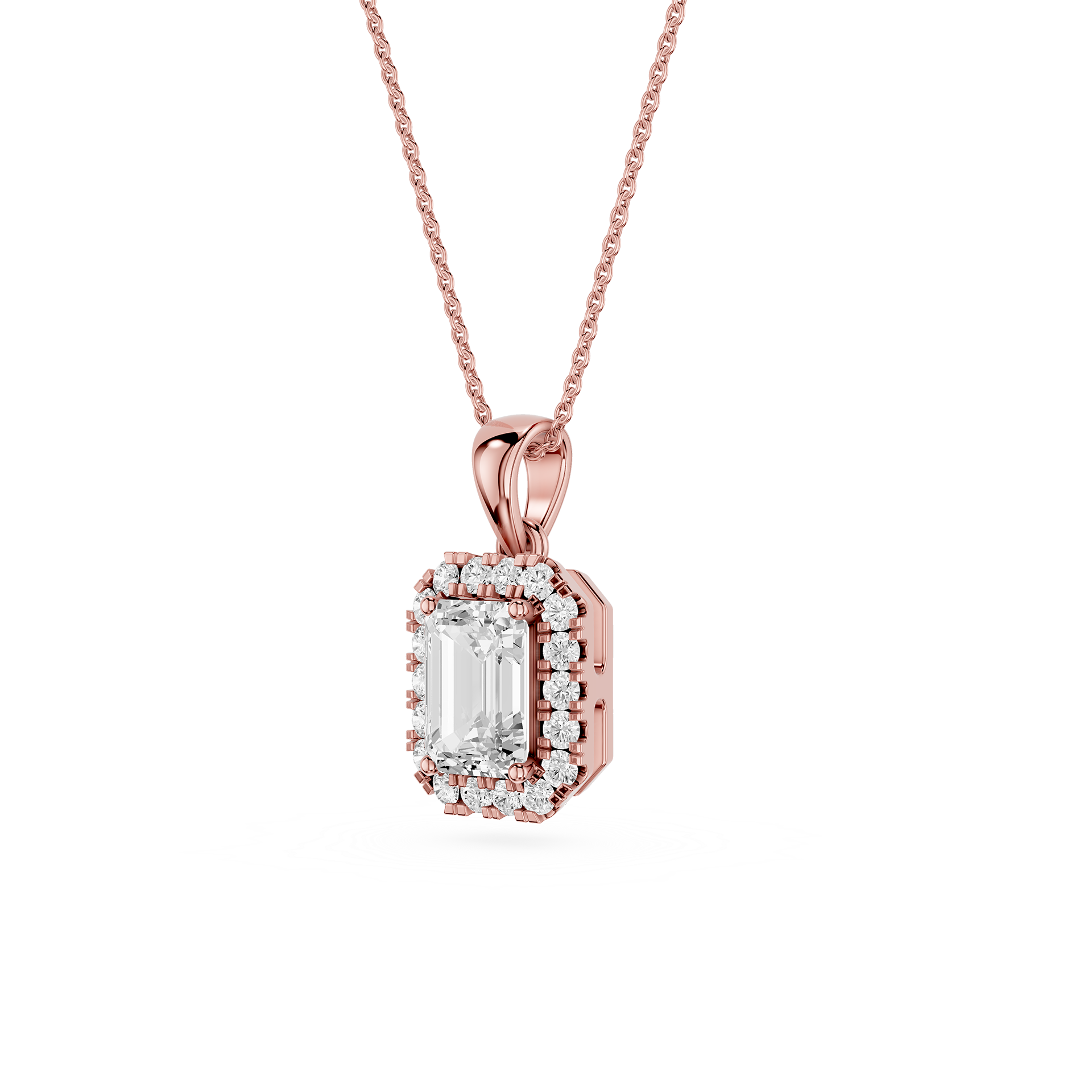 Emerald Cut Halo Lab Grown Diamond Pendant