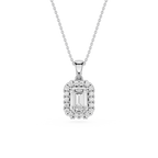 Emerald Cut Halo Lab Grown Diamond Pendant