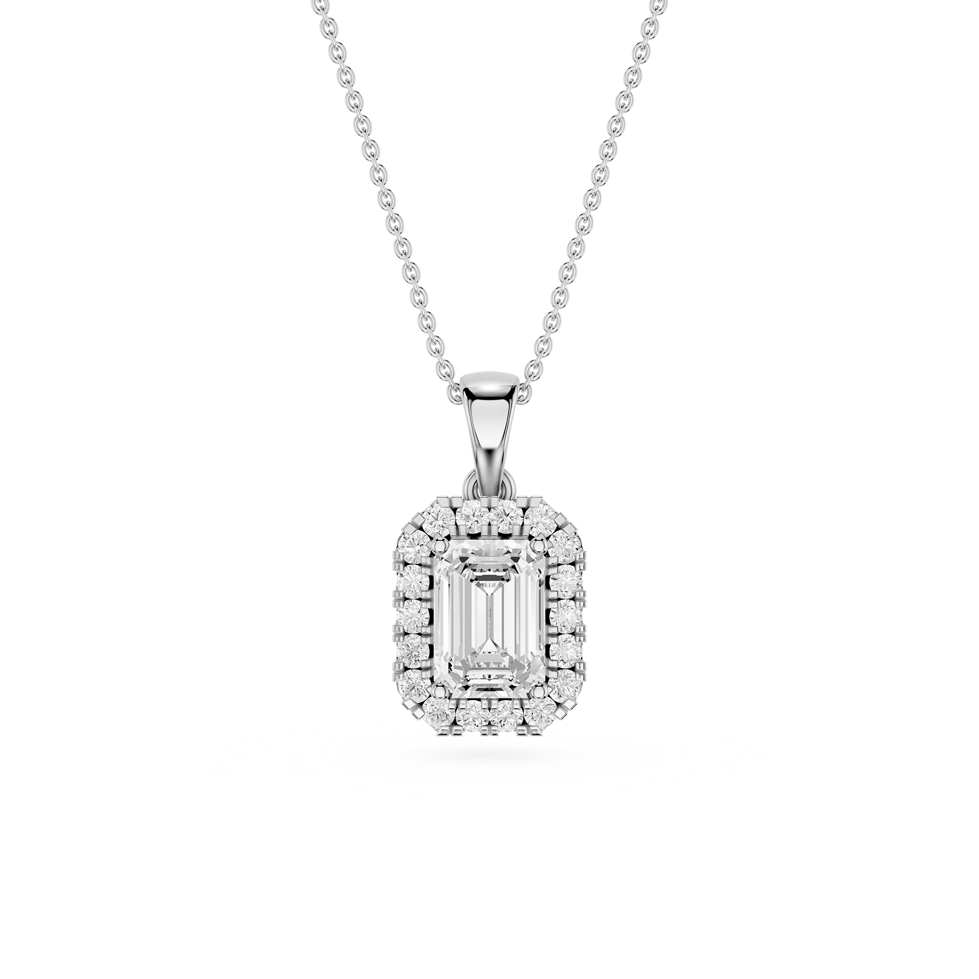 Emerald Cut Halo Lab Grown Diamond Pendant