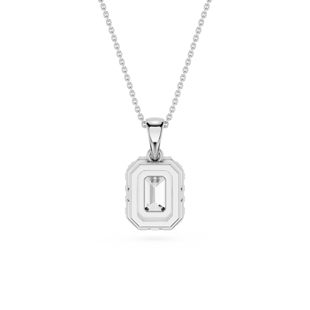 Emerald Cut Halo Lab Grown Diamond Pendant