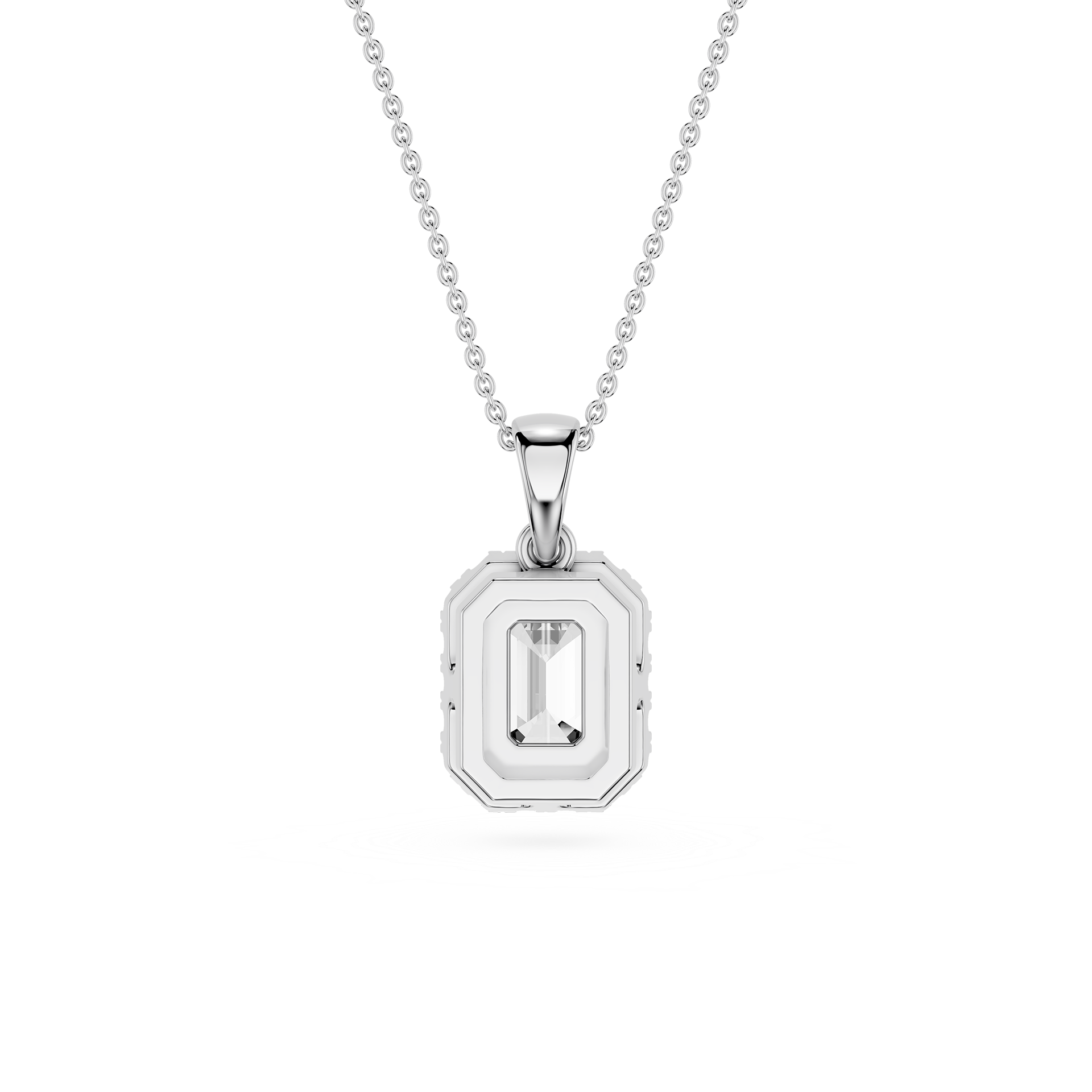 Emerald Cut Halo Lab Grown Diamond Pendant
