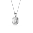 Emerald Cut Halo Lab Grown Diamond Pendant