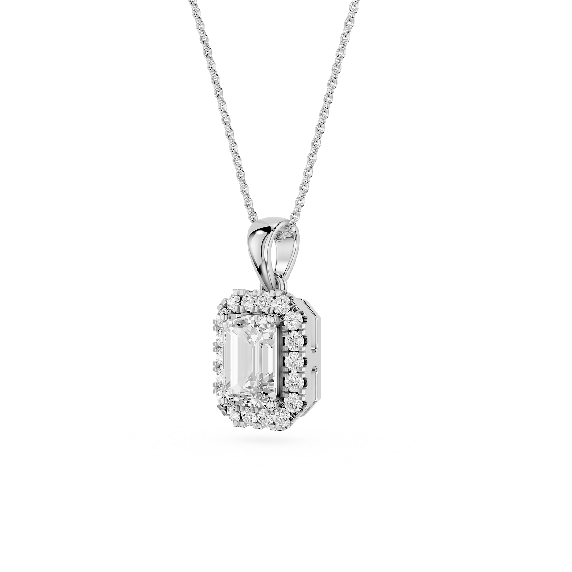 Emerald Cut Halo Lab Grown Diamond Pendant