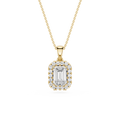 Emerald Cut Halo Lab Grown Diamond Pendant