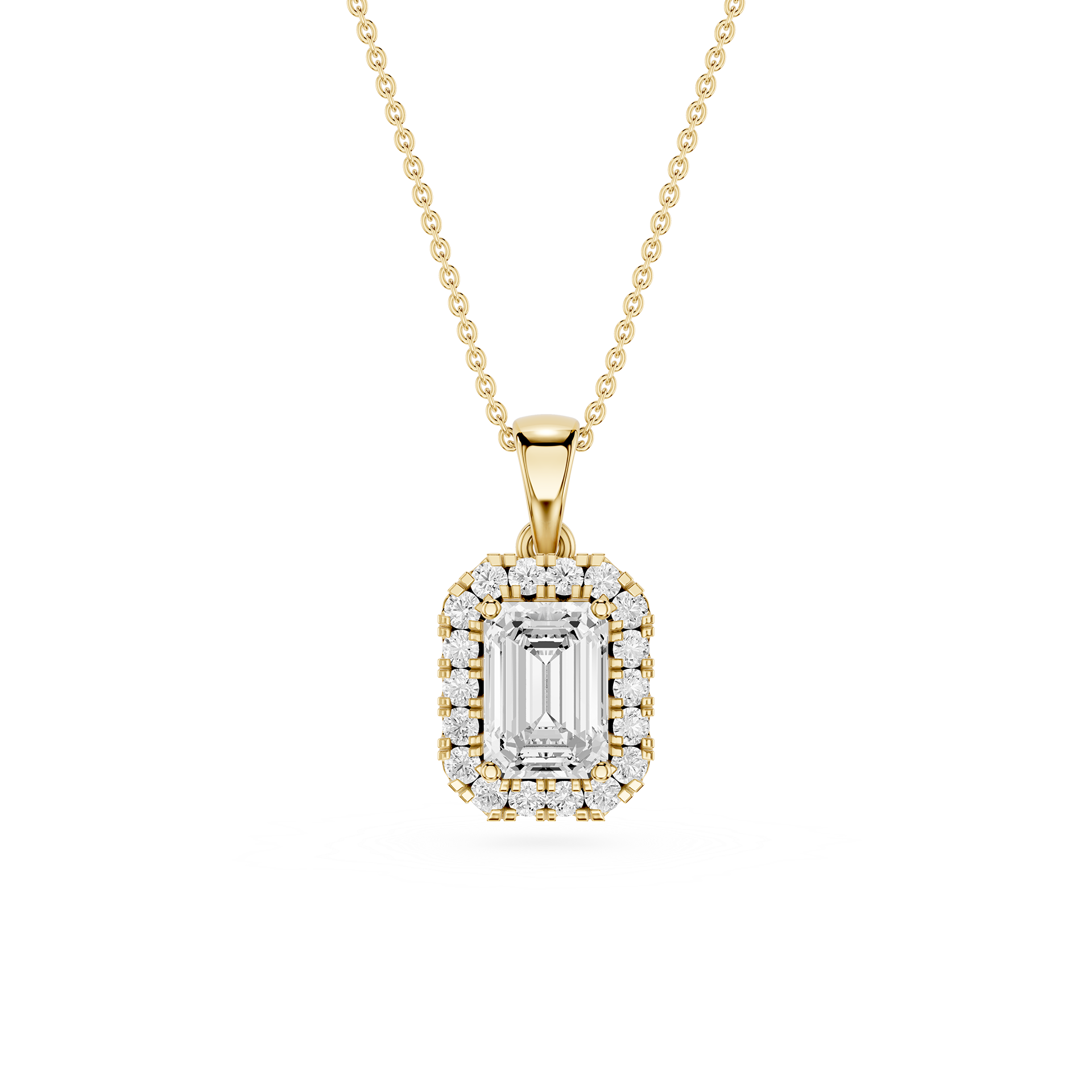 Emerald Cut Halo Lab Grown Diamond Pendant