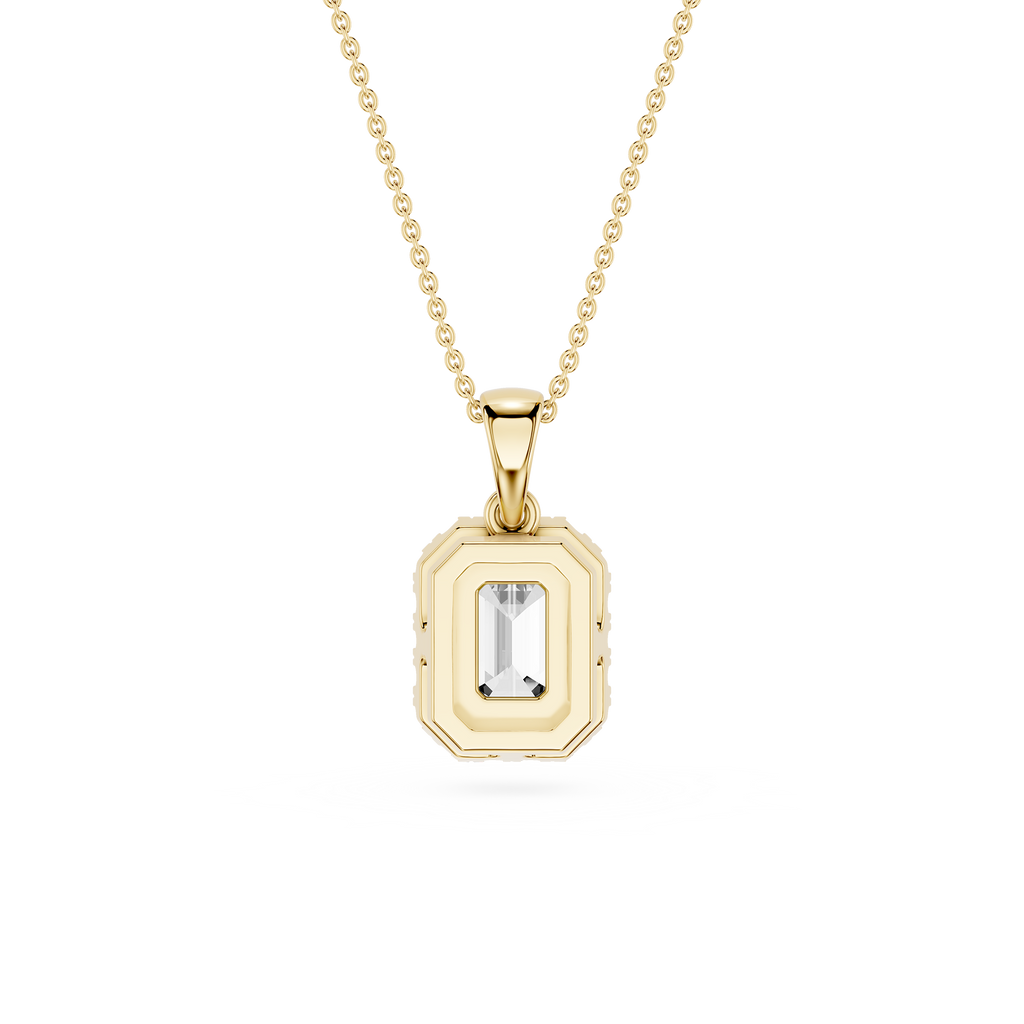 Emerald Cut Halo Lab Grown Diamond Pendant
