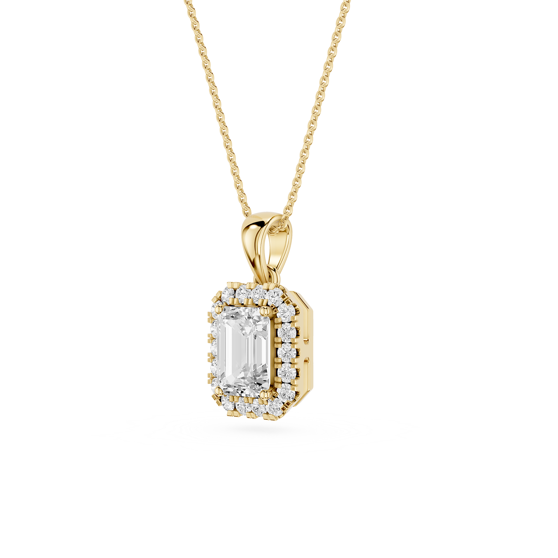 Emerald Cut Halo Lab Grown Diamond Pendant
