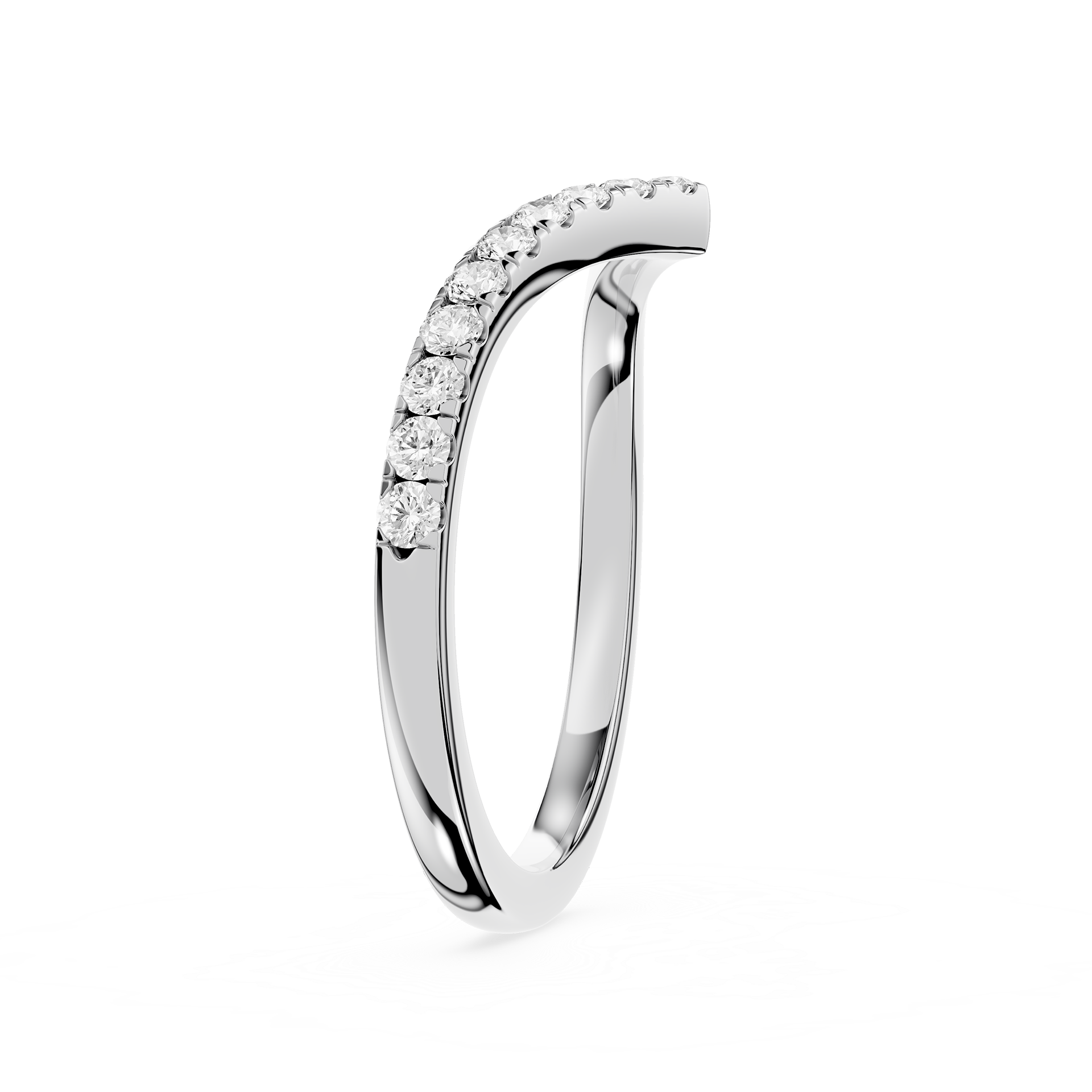 V Shaped Chevron Stackable Diamond Wedding Band