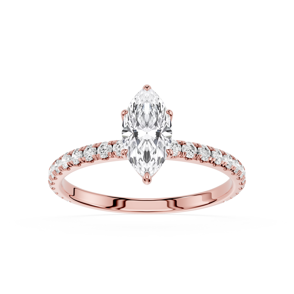 Marquise Cut Pavé Lab Diamond Engagement Ring
