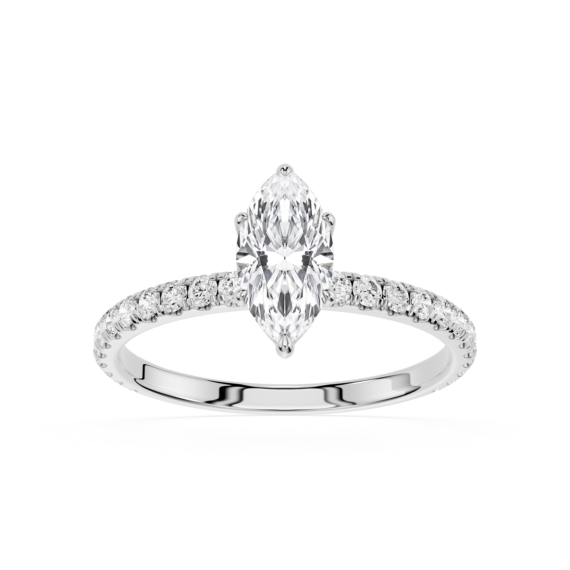 Marquise Cut Pavé Lab Diamond Engagement Ring