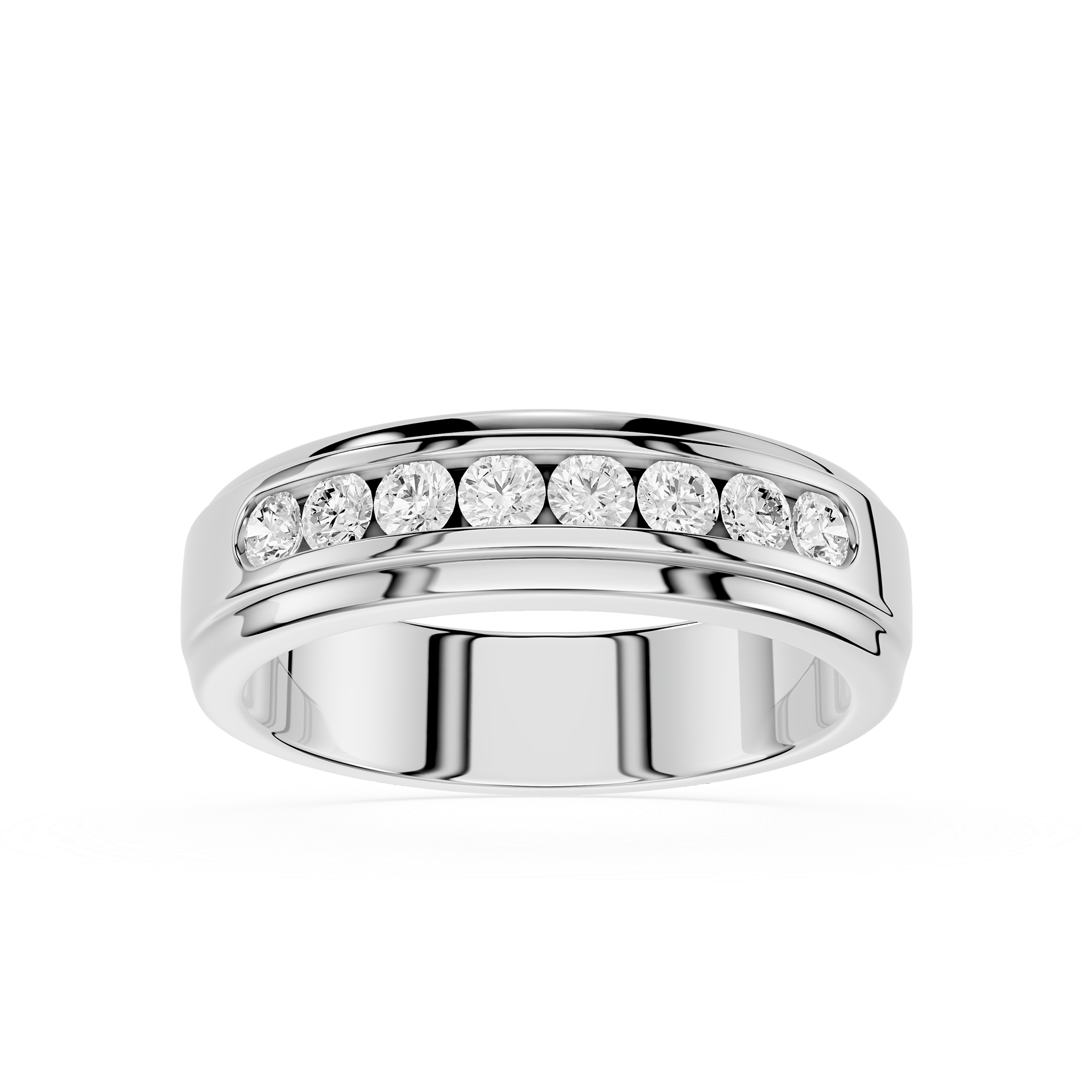 Round Diamond Channel Set Wedding Band