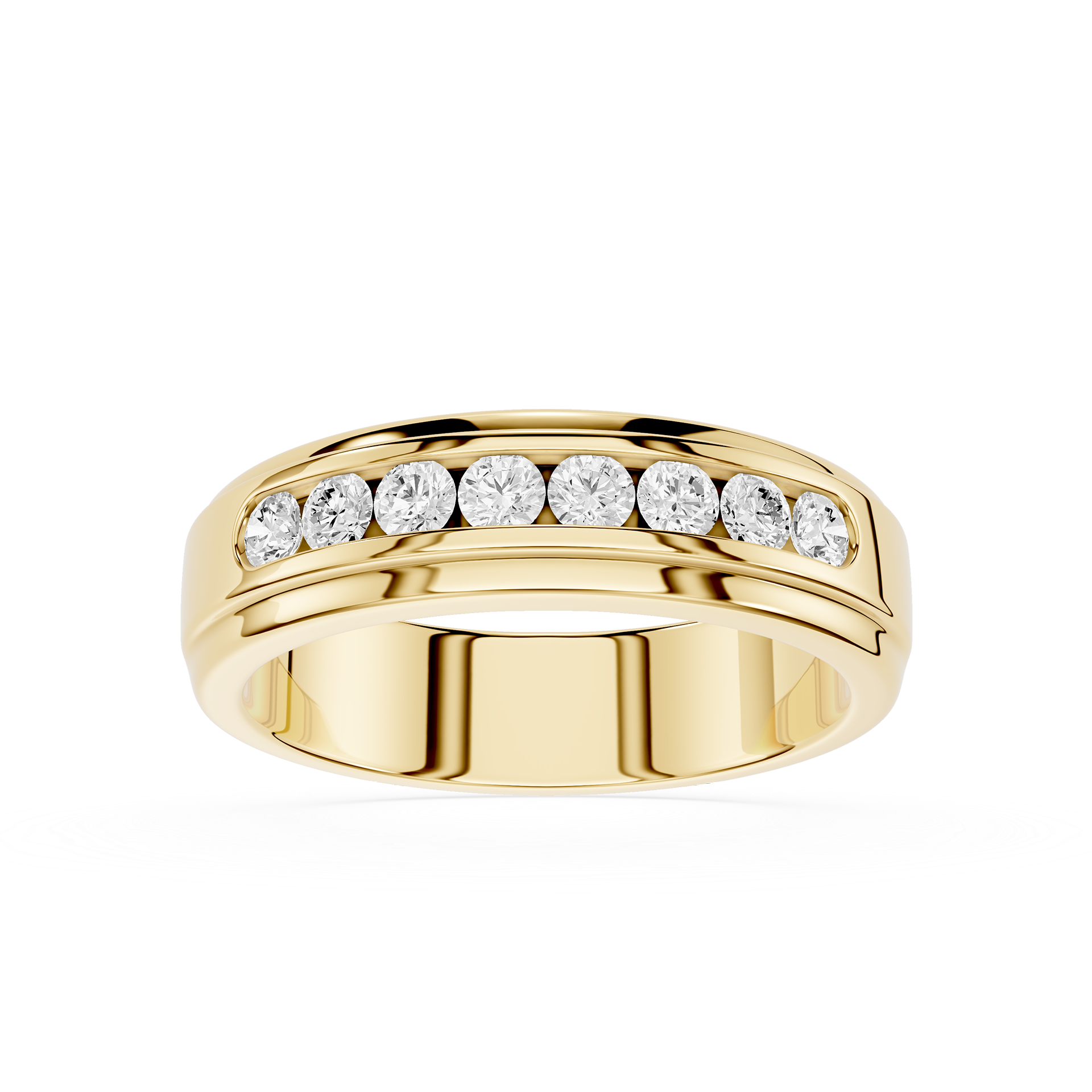 Round Diamond Channel Set Wedding Band