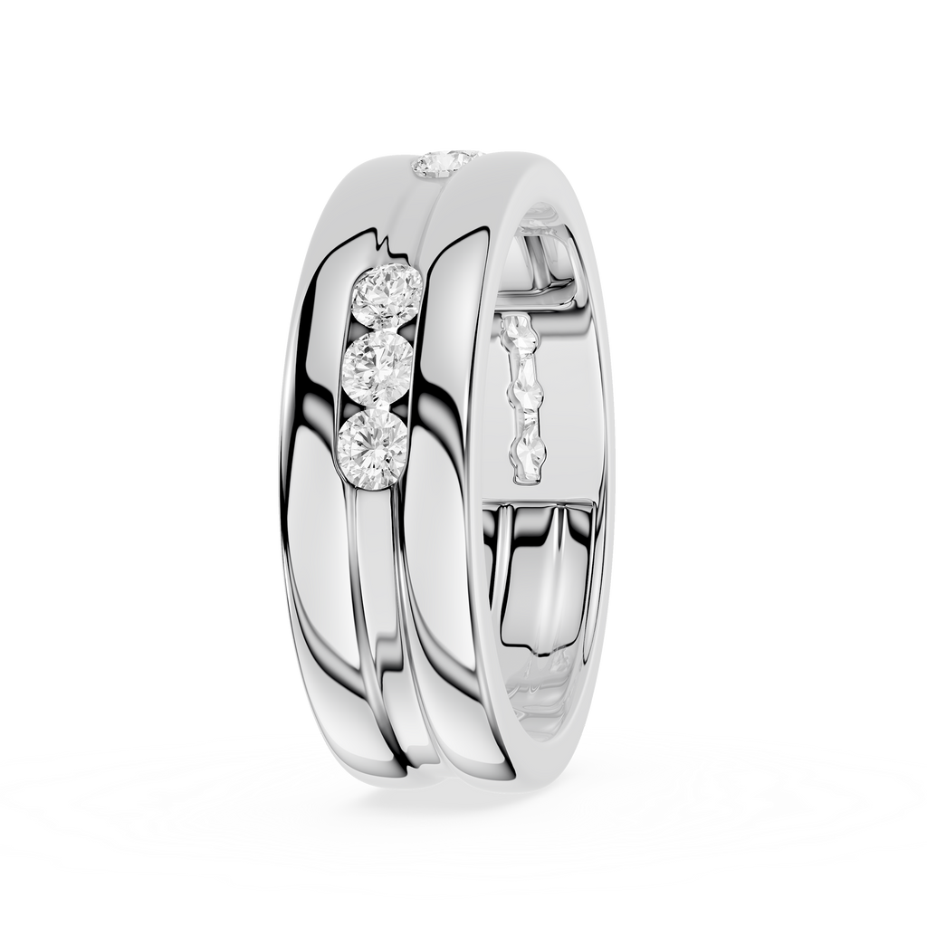 Round Diamond Flush Set Wedding Band