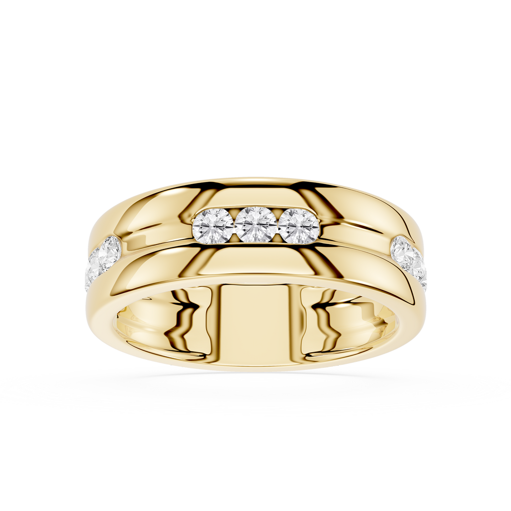 Round Diamond Flush Set Wedding Band