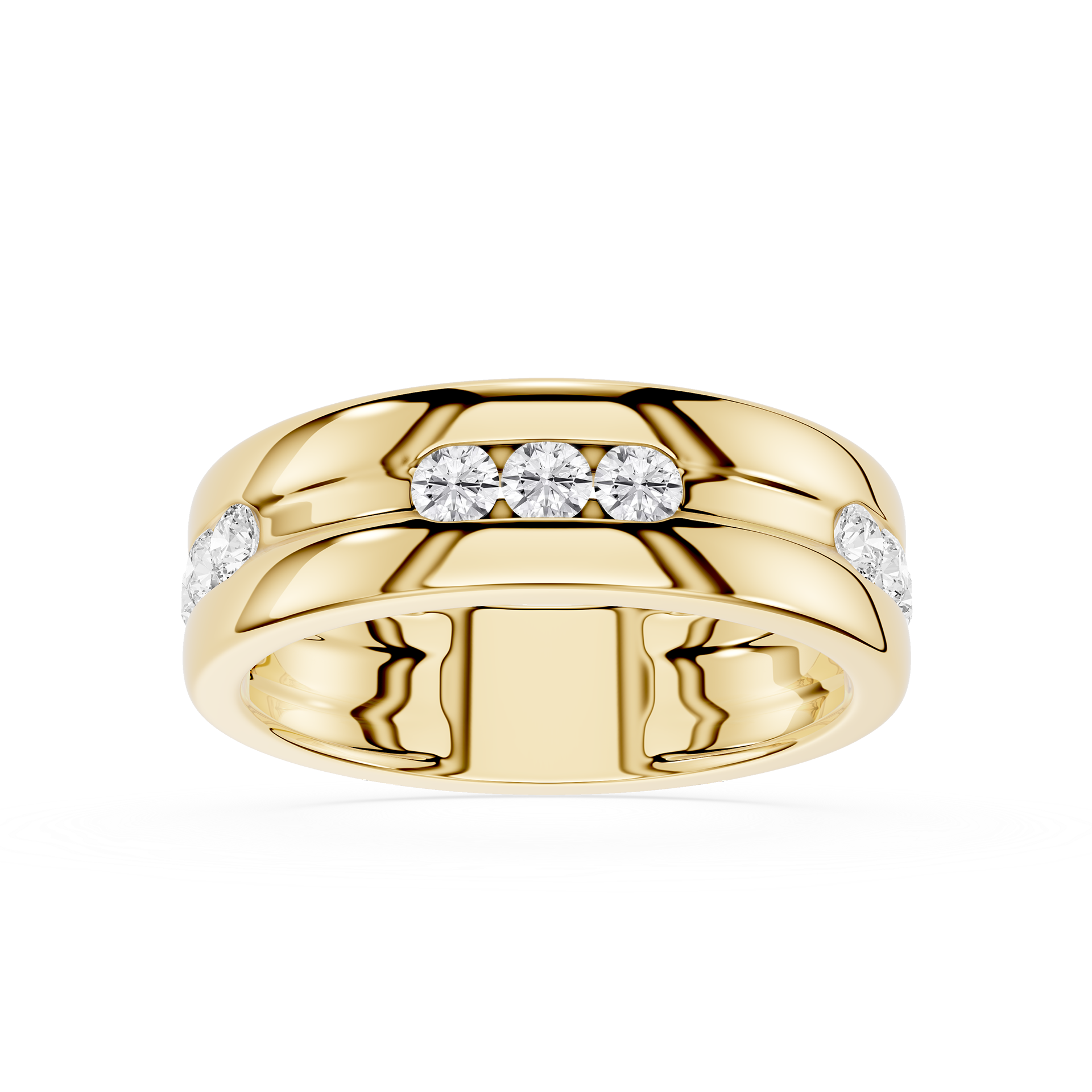 Round Diamond Flush Set Wedding Band