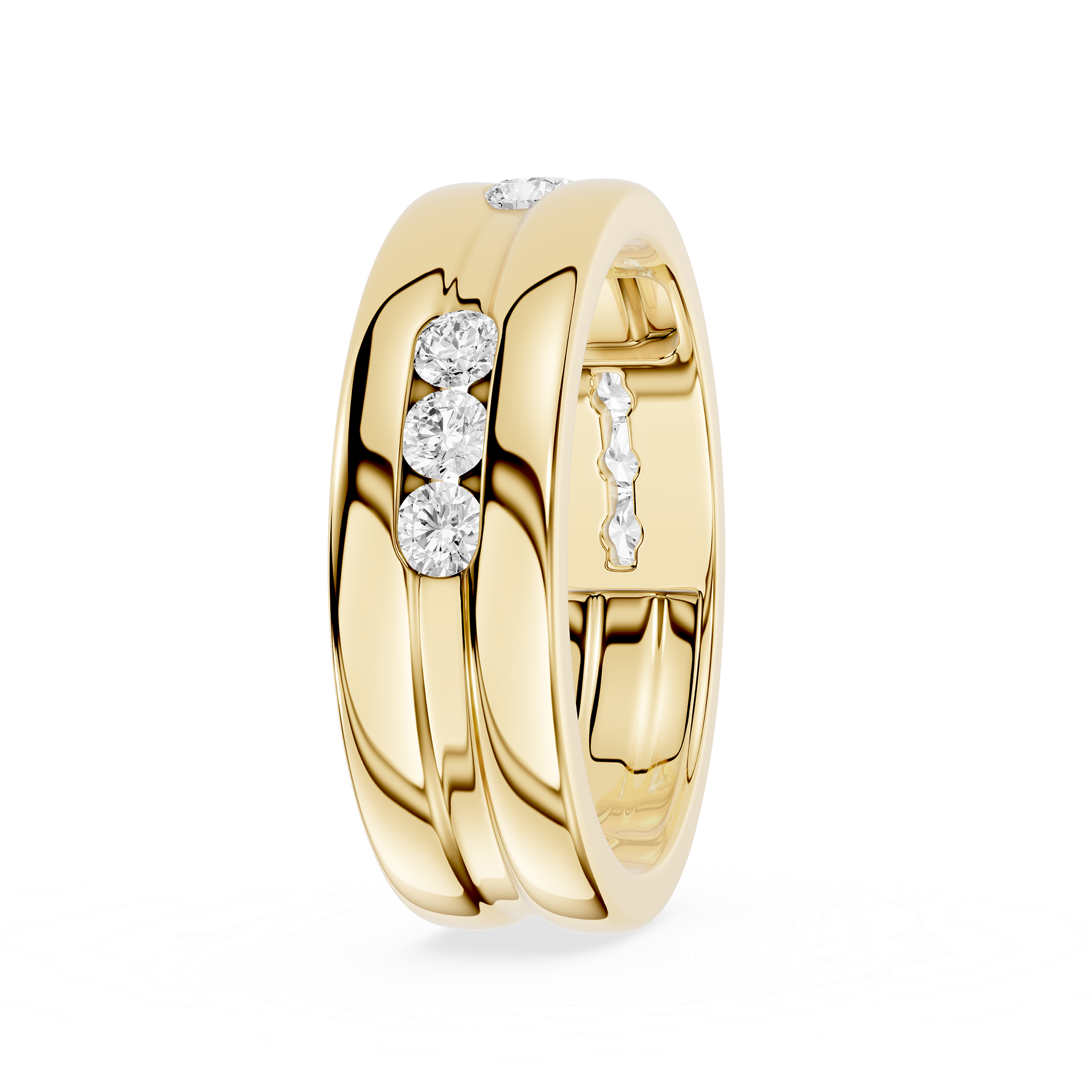 Round Diamond Flush Set Wedding Band