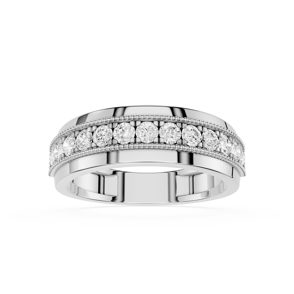 Round Diamond Milgrain Channel Set Band