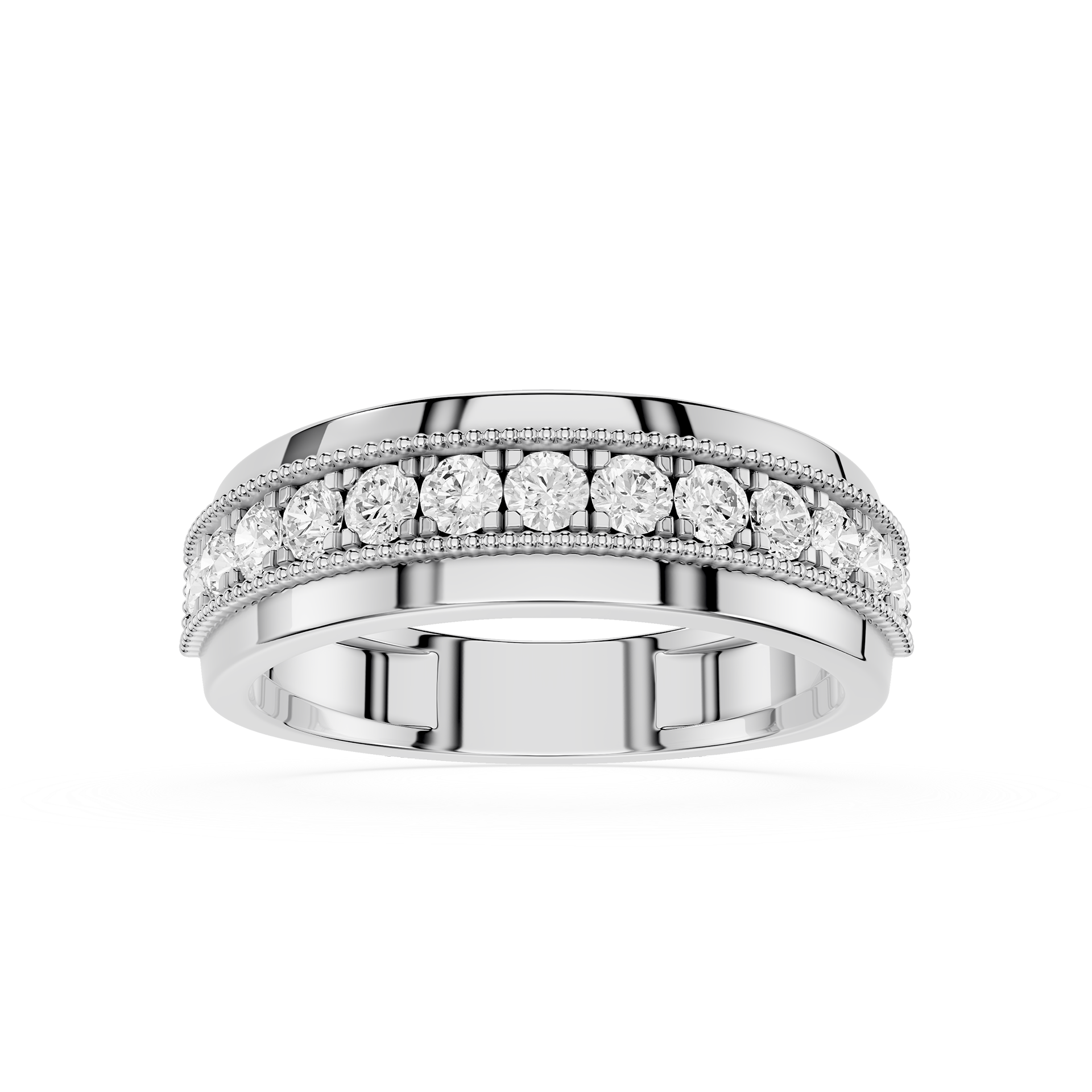 Round Diamond Milgrain Channel Set Band