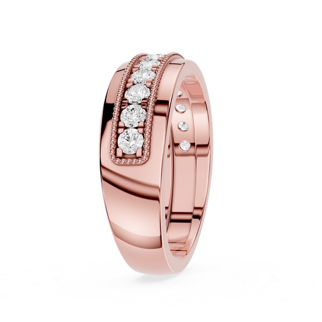 Round Diamond Milgrain Channel Set Band