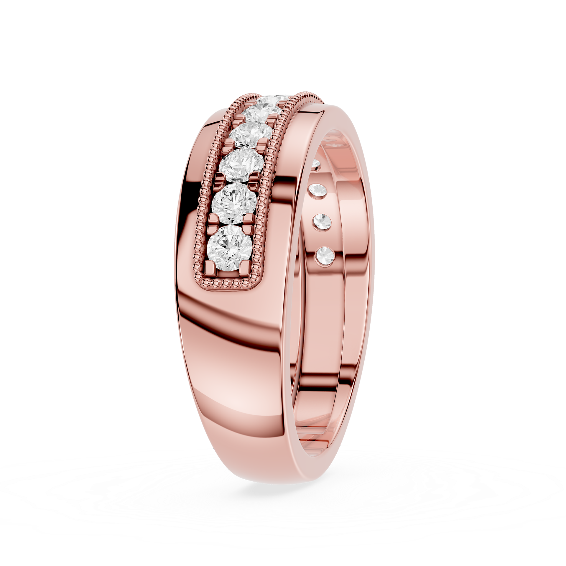 Round Diamond Milgrain Channel Set Band