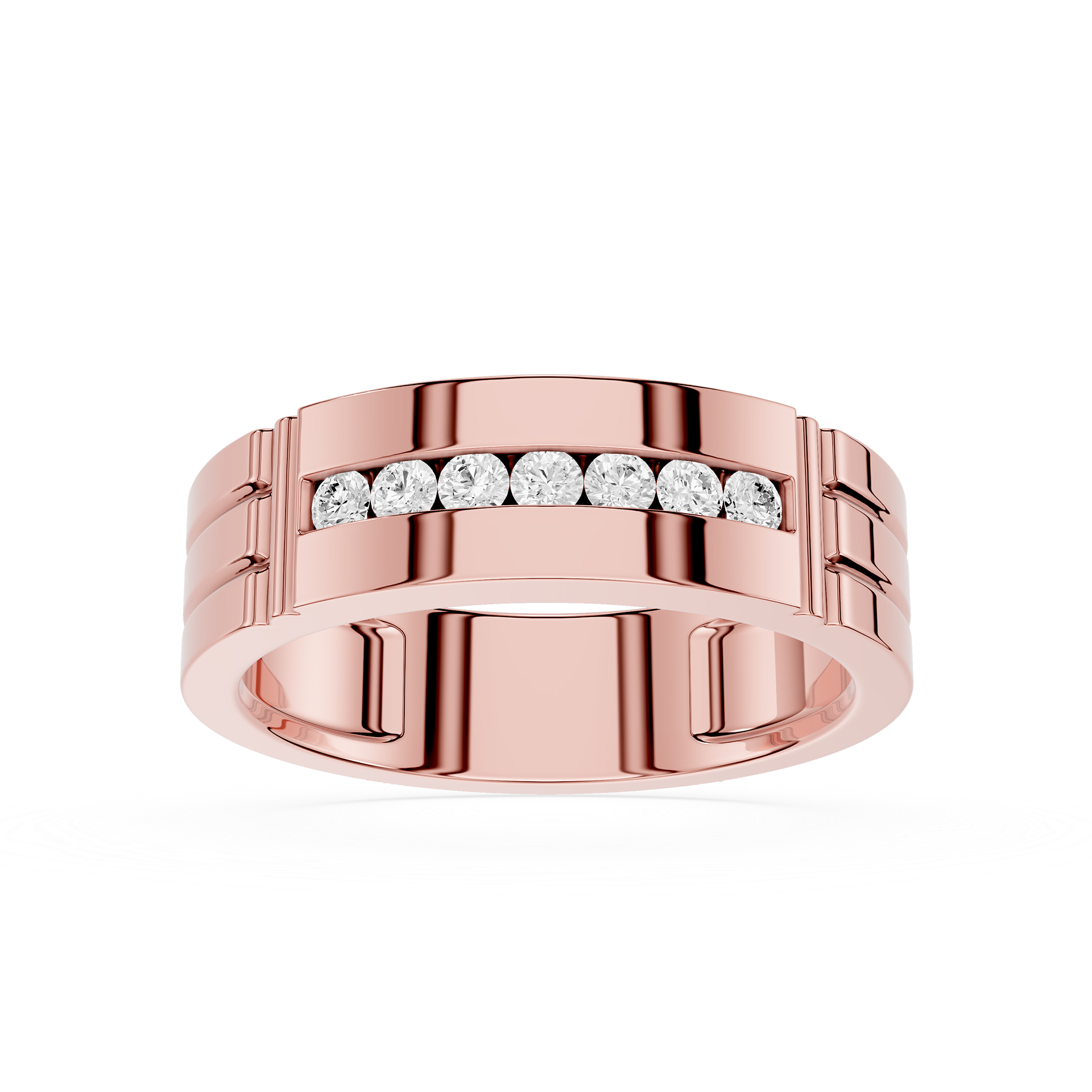 Round Diamond Channel Set Men's Band