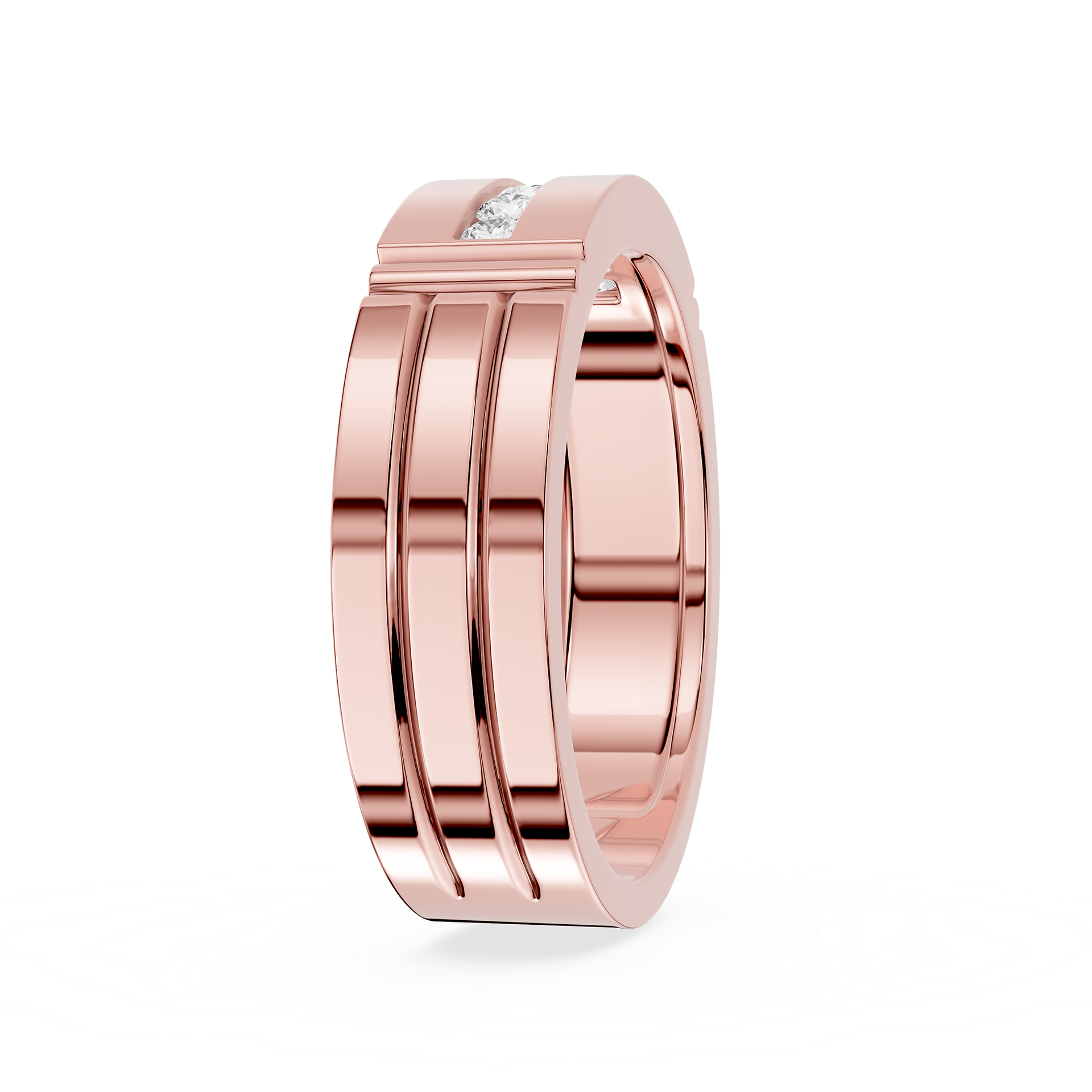 Round Diamond Channel Set Men's Band